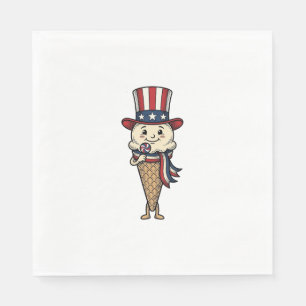 Patriotic Ice Cream Cone Vintage Engraving Design_ Napkin