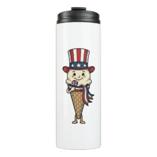 Patriotic Ice Cream Cone Vintage Engraving Design_ Thermal Tumbler