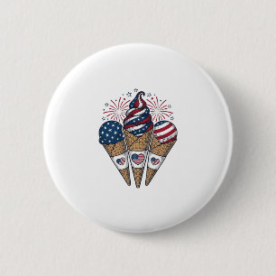 Patriotic Ice Cream Cones Vintage Fourth of July S 6 Cm Round Badge