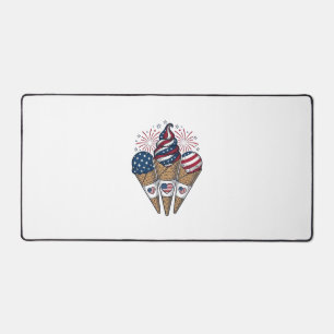 Patriotic Ice Cream Cones Vintage Fourth of July S Desk Mat