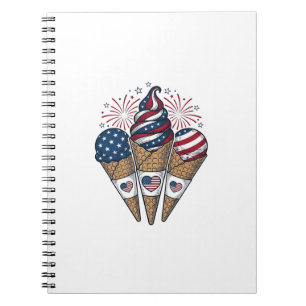 Patriotic Ice Cream Cones Vintage Fourth of July S Notebook