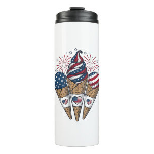 Patriotic Ice Cream Cones Vintage Fourth of July S Thermal Tumbler