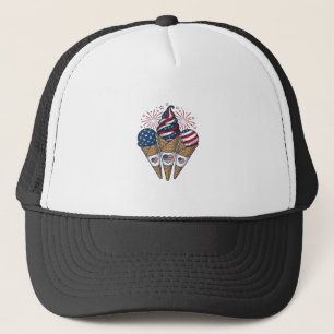 Patriotic Ice Cream Cones Vintage Fourth of July S Trucker Hat