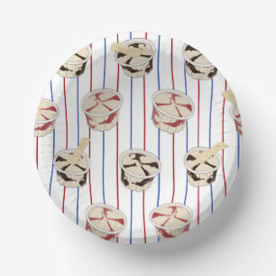 Patriotic Ice Cream Cups &Red White Blue Stripes Paper Plate