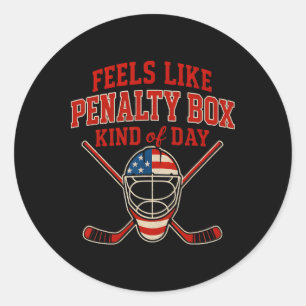 Patriotic Ice Hockey 4th Of July Flag Funny Hockey Classic Round Sticker