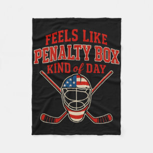 Patriotic Ice Hockey 4th Of July Flag Funny Hockey Fleece Blanket