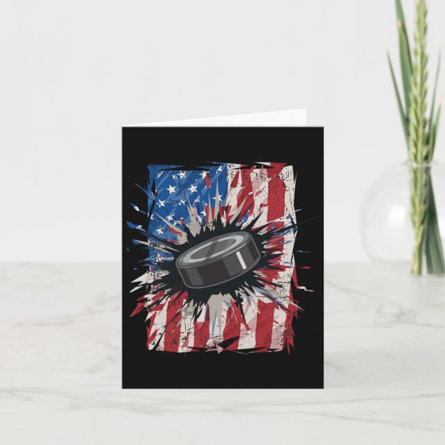 Patriotic Ice Hockey 4th Of July Men Usa American  Card (Front)