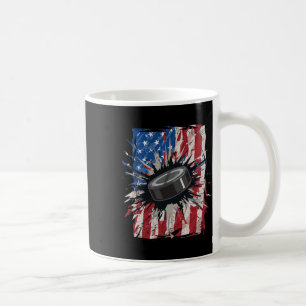 Patriotic Ice Hockey 4th Of July Men Usa American  Coffee Mug