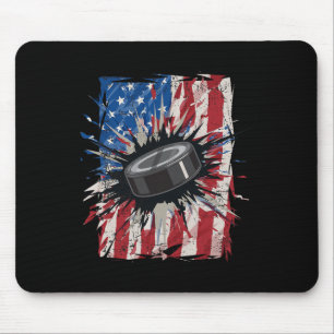 Patriotic Ice Hockey 4th Of July Men Usa American Mouse Pad