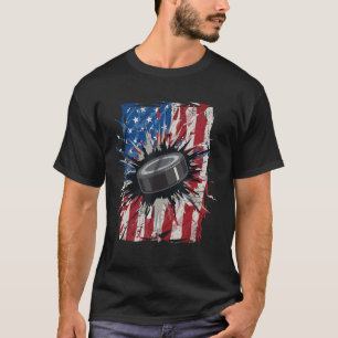 Patriotic Ice Hockey 4th of July Men USA American T-Shirt