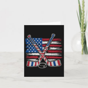 Patriotic Ice Hockey 4th Of July Usa Independence Card