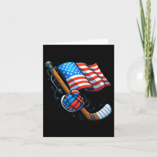 Patriotic Ice Hockey 4th Of July Usa Independence  Card