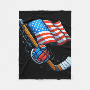 Patriotic Ice Hockey 4th Of July Usa Independence Fleece Blanket