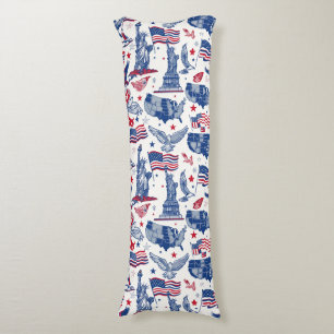 Patriotic Icons Pattern – Statue of Liberty, Flag Body Cushion