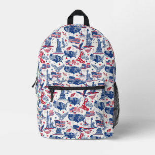 Patriotic Icons Pattern – Statue of Liberty, Flag Printed Backpack