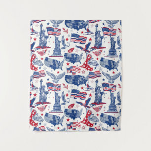 Patriotic Icons Pattern – Statue of Liberty, Flag Tapestry