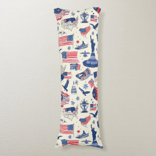 Patriotic Icons - Statue of Liberty, Flag (2) Body Cushion