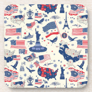 Patriotic Icons - Statue of Liberty, Flag (2) Coaster