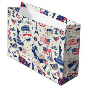 Patriotic Icons - Statue of Liberty, Flag (2) Large Gift Bag