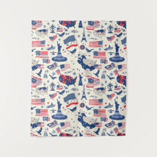 Patriotic Icons - Statue of Liberty, Flag (2) Tapestry