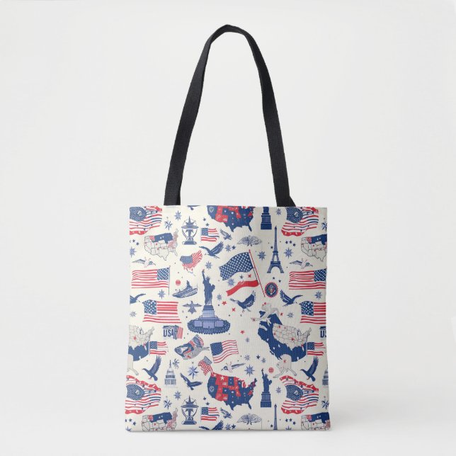 Patriotic Icons - Statue of Liberty, Flag (2) Tote Bag (Front)