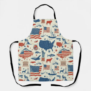 Patriotic Icons - Statue of Liberty, Flag (3) Apron