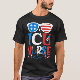 Patriotic Icu Nurse 4th Of July American Sunglasse T-Shirt