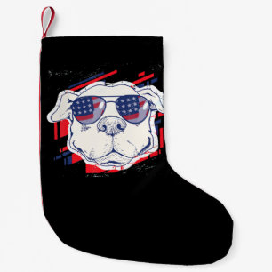 Patriotic Independence Day Bulldog Lover Gifts Small Christmas Stocking