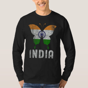 Patriotic India Butterfly Vintage Indian Pride Fla T-Shirt