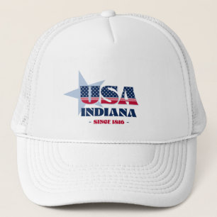 Patriotic Indiana Typography Trucker Hat
