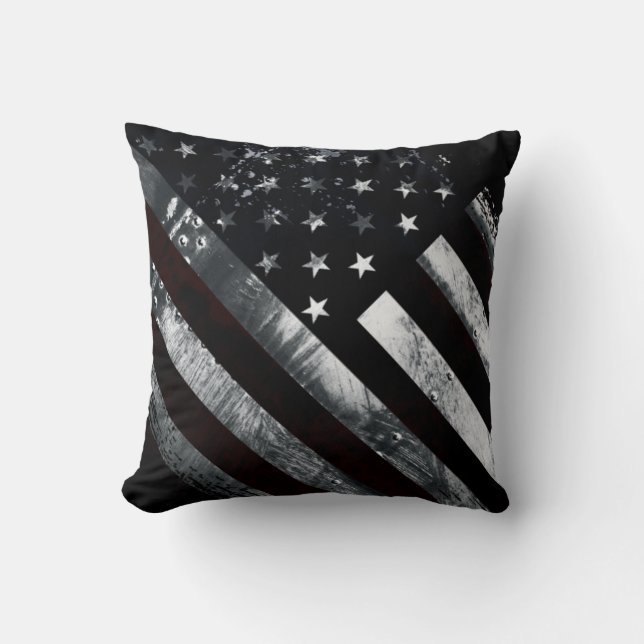 Patriotic Industrial American Flag Cushion (Front)