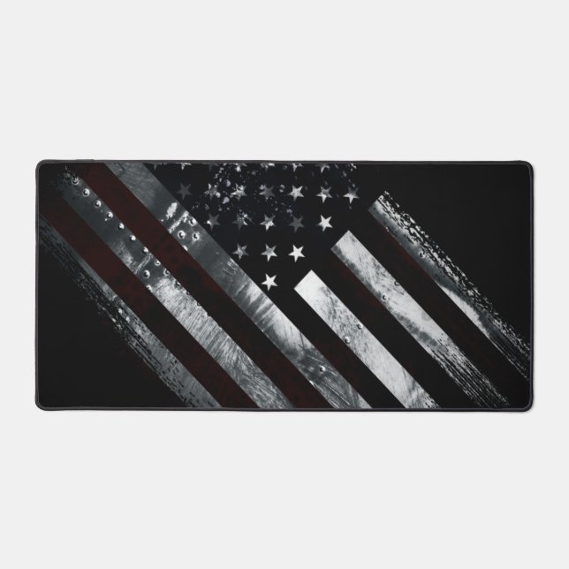 Patriotic Industrial American Flag Desk Mat (Front)