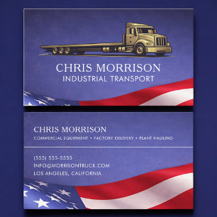 Patriotic Industrial Transport Truck Business Card