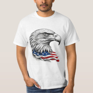 Patriotic Ink Eagle with American Flag – Artistic  T-Shirt