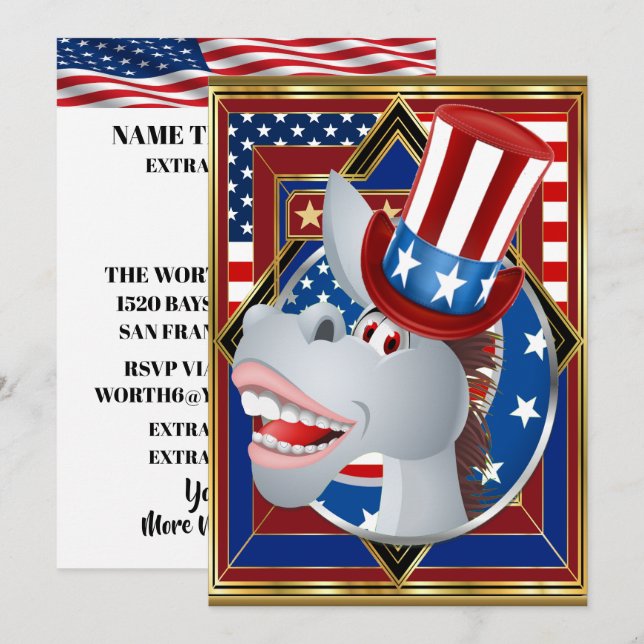 Patriotic Invitation Democrat (Front/Back)