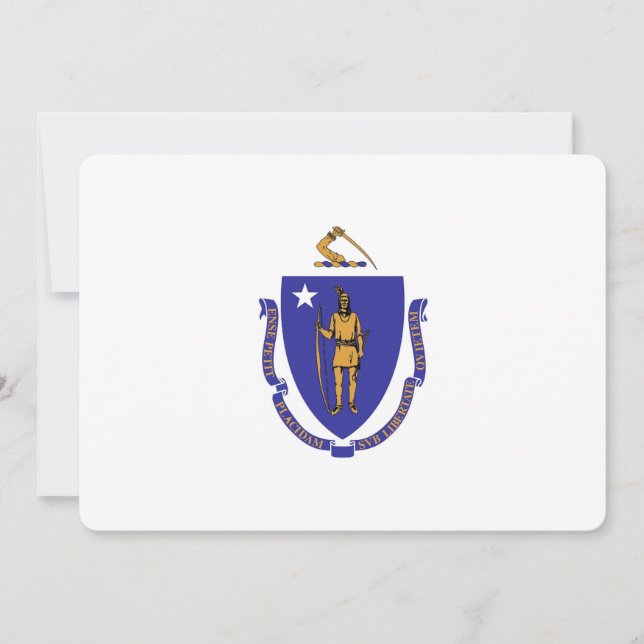 Patriotic invitations with Flag of Massachusetts (Front)