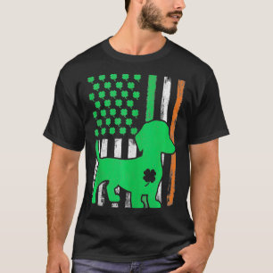 Patriotic Irish American Flag Dachshund Dog St Pat T-Shirt
