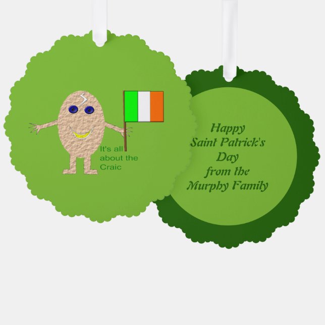 Patriotic Irish Egg Custom Tree Decoration Card (Front/Back)
