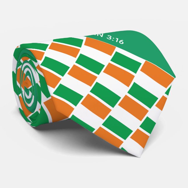 Patriotic IRISH FLAG John 3:16 Scripture Tie (Rolled)