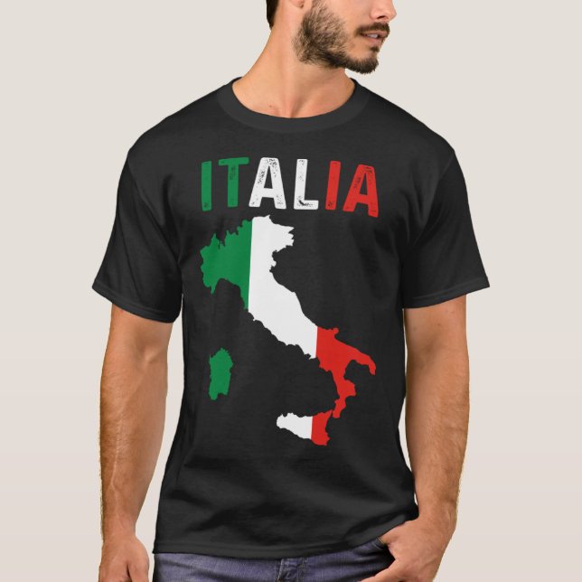 Patriotic Italian Roots Europe Traveler Italy Map  T-Shirt (Front)