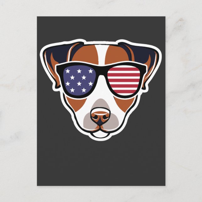 Patriotic Jack Russell US Flag July 4th gift Postcard (Front)