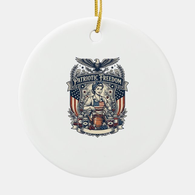 Patriotic Jam Maker Ceramic Ornament (Front)