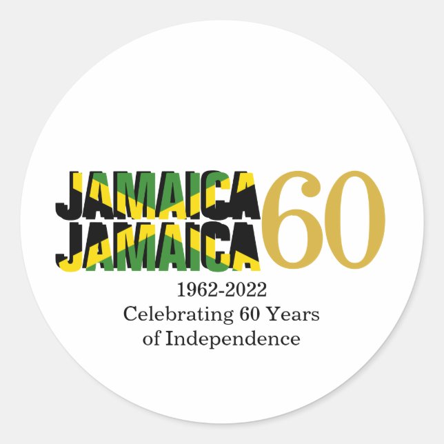 Patriotic JAMAICA 60th Anniversary Independence Classic Round Sticker (Front)