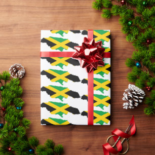 Patriotic JAMAICA Flag MAP Outline Wrapping Paper