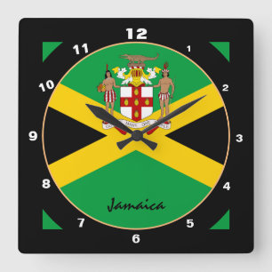 Patriotic Jamaican Flag, Jamaica Home / design Square Wall Clock