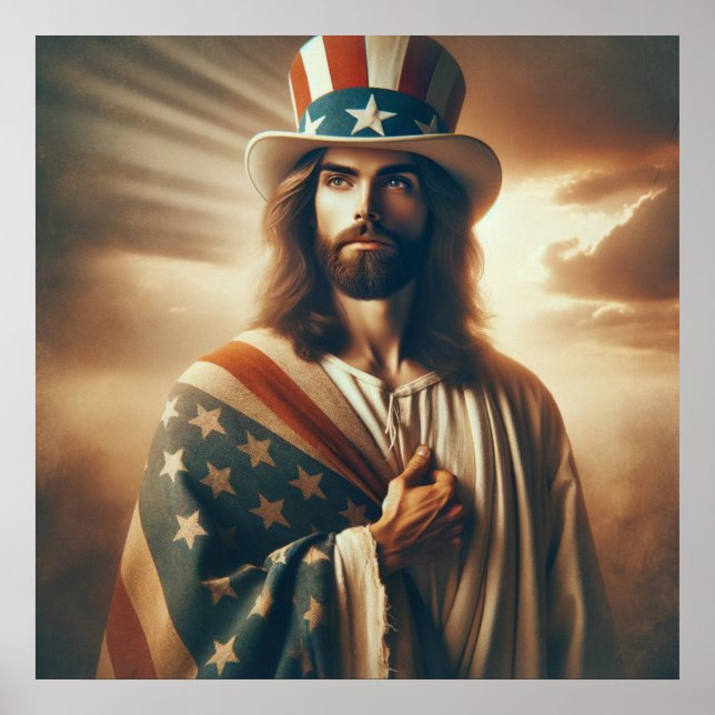 Patriotic Jesus American Christian Bible Art Poste Poster (Front)
