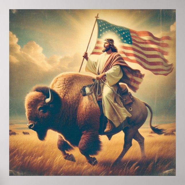 Patriotic Jesus American Christian Bible Art Poster (Front)