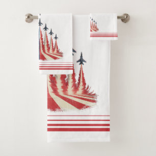 Patriotic Jet‑Trail American Flag Art Bath Towel Set