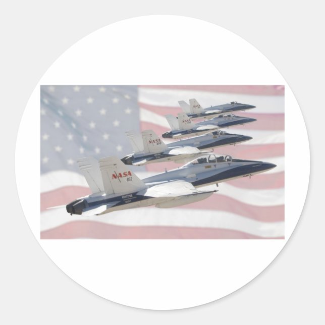 Patriotic Jets Classic Round Sticker (Front)