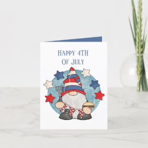 Patriotic July 4th add sentiment gnome Holiday Card